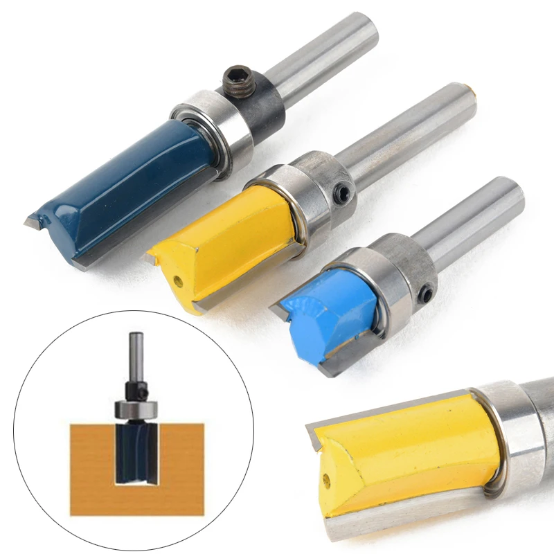 Buy 3PCS Flush Trim Router Bit Top & Bottom Bearing 1/4'' 11.9mm Shank