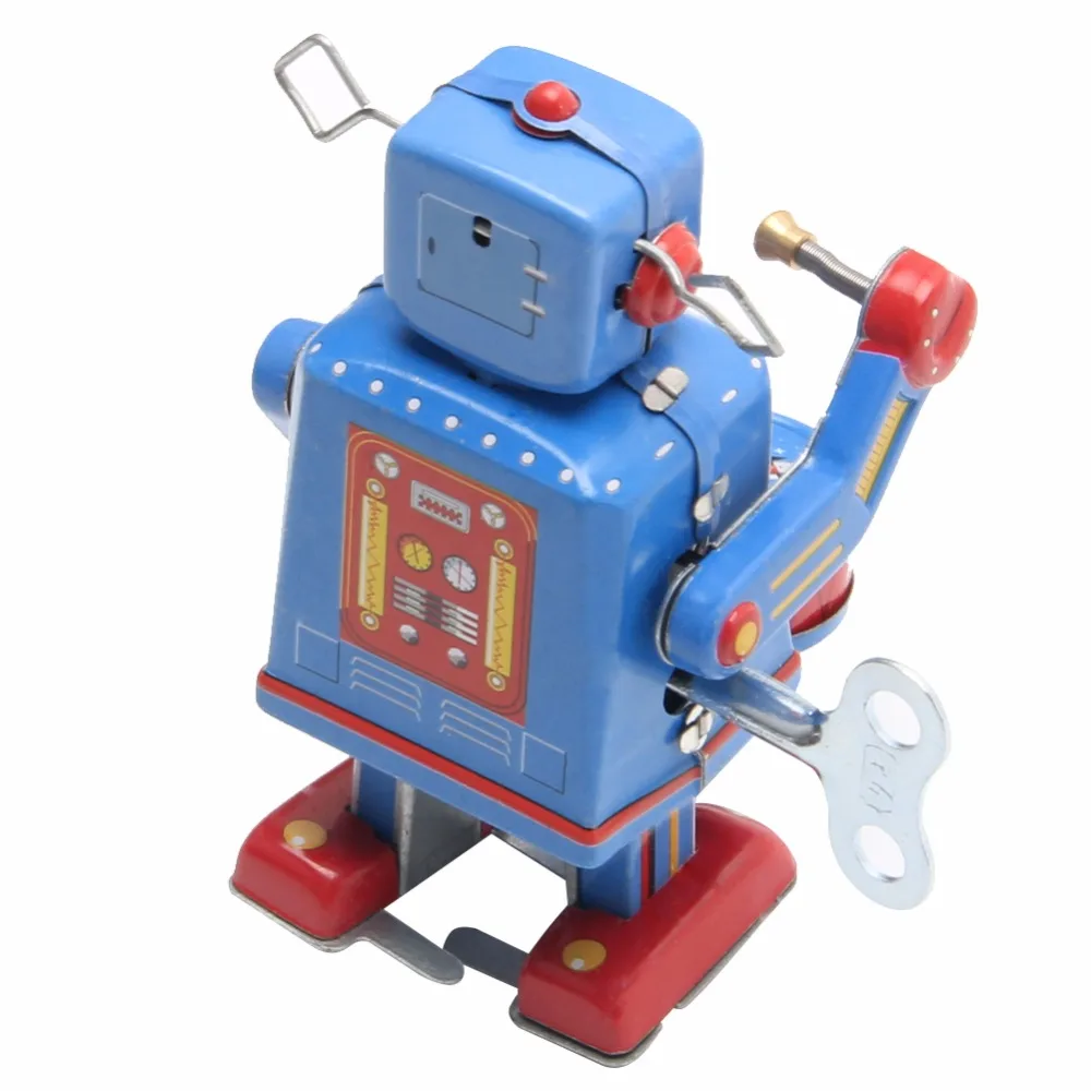 Ретро Заводной металлический ходячий робот игрушка винтажный коллекционный детский подарок