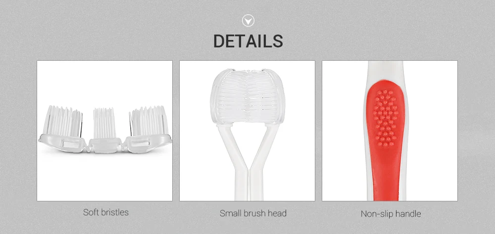 3PCS Three-sided Toothbrushes with 4PCS Replaceable Brush Heads