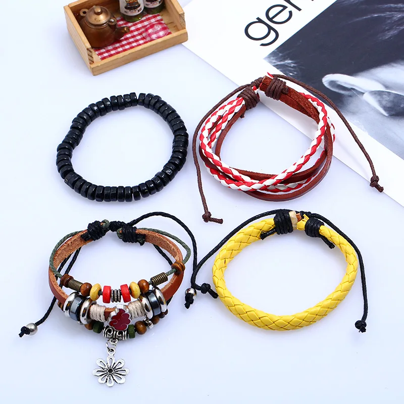 Samyeung 4 шт./лот Шарм Наруто кожаные браслеты для женщин черный браслет из бисера Наруто мужской женский браслет браслеты аниме ювелирные изделия