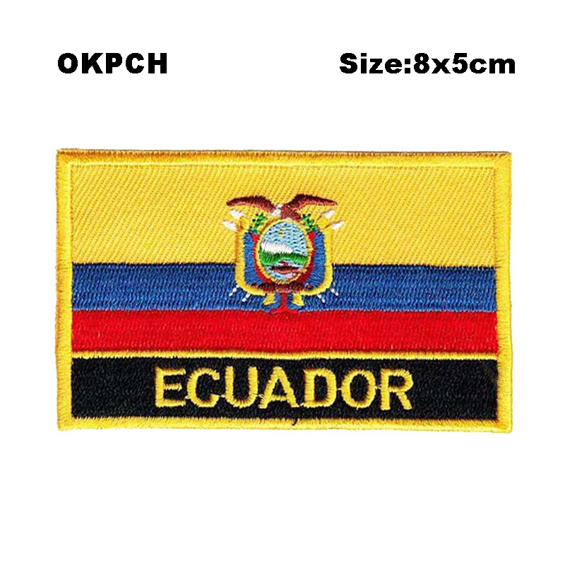 

Ecuador Square Shape Flag Iron on patches Orzen embroidery patch custom Stickers PT0055-R