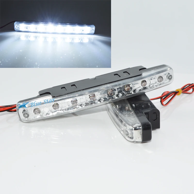

New 2PCS Car Light Super Bright White 8 LED Daytime Running Light Auto Lamp DRL fog lights