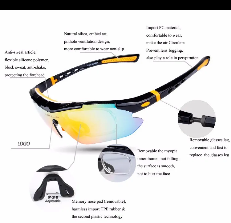 OBAOLAY Polarized Cycling Glasses Bike Eyewear Outdoor Sport Riding Bicycle Goggle Fishing Sunglasses 5 Lens Gafas de ciclismo