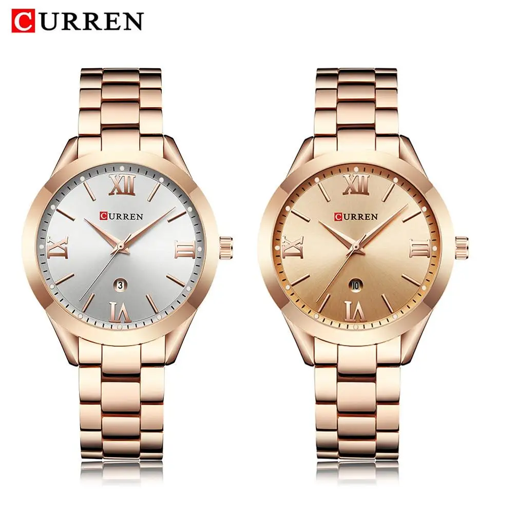 

CURREN 9007 Rose Gold Women Quartz Watches Date Display Ladies Top Brand Luxury Wrist Watch Girl Clock Nice Gift