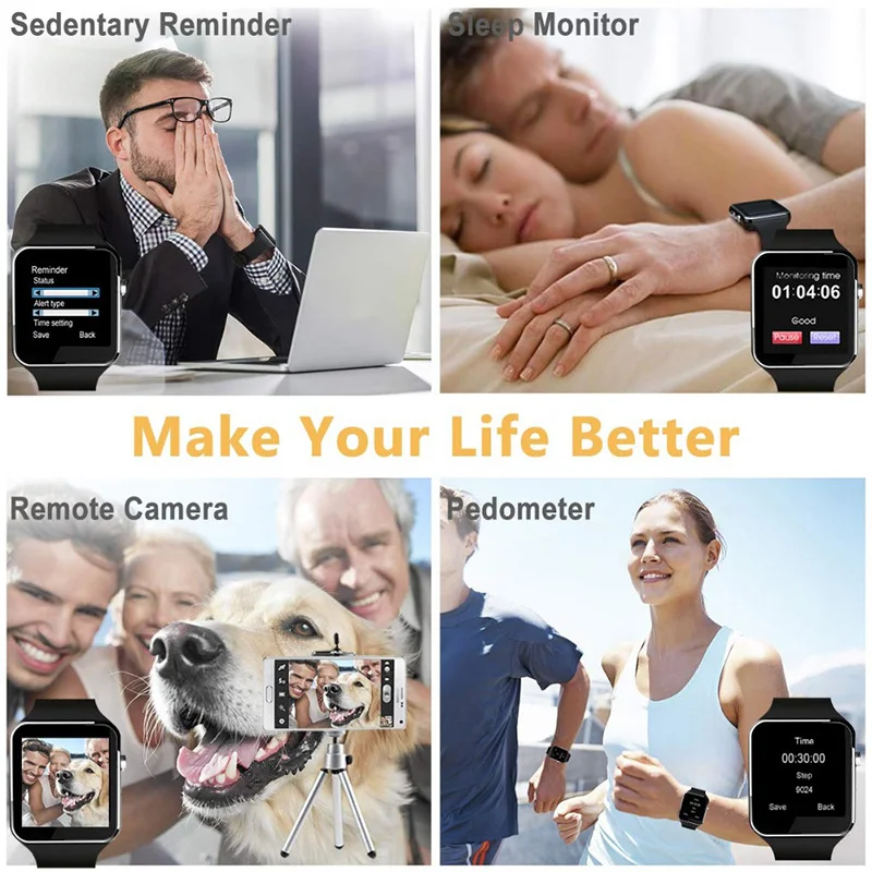 Поддержка SIM TF карты вызова Smartwatch x6 для телефонов Android Смарт часы a1 получить