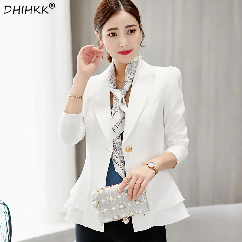 DHIHKK 2018 White Women Blazers and Jackets Single Button
