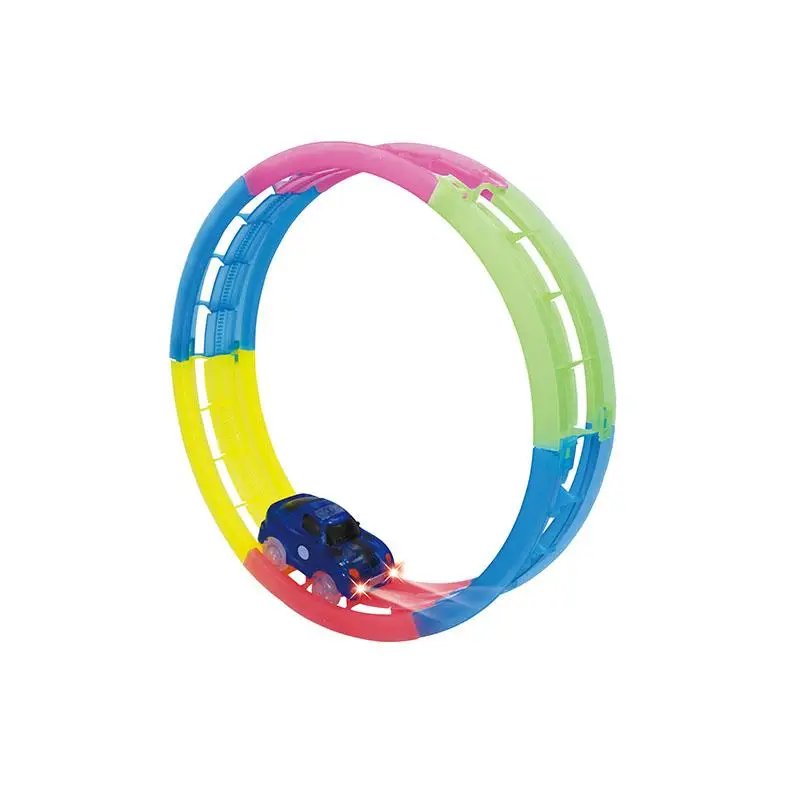 

magic car track Bend Flex Loop Slot Race Tracks Toy Car with 5 LED Flashing Lights Glow in the Dark DIY Assembly Luminous Toy