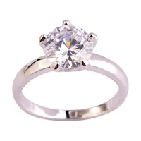 Wedding Rings Fashion Solitaire Shinning Round Cut  White Topaz   Silver Ring Size 6 7 8 9 10 11 12 Wholesale Free Shipping