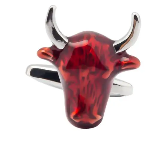 10 пар/лот красной эмалью Oxhead Bull запонки в форме головы Ретро Западной стране ковбой корова головная повязка ссылки Украшения для мужчин подарок