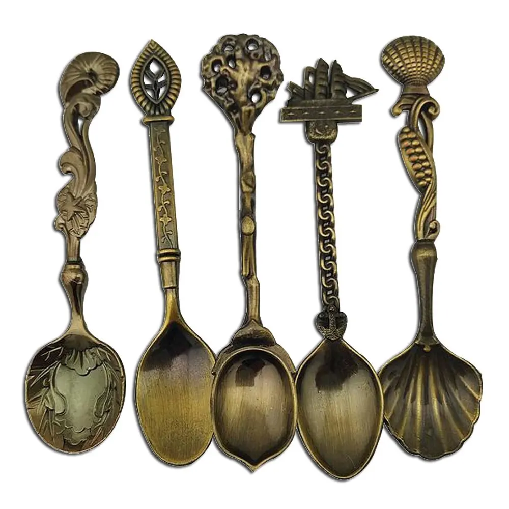 Coffee Dessert Spoon Set 5 Pack Lackingone Retro Creative Bronze Spoons