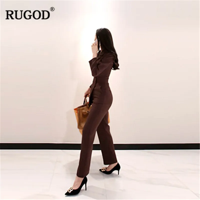 RUGOD элегантные женские костюмы Длинные Блузки брюки комбинезоны боди офисная