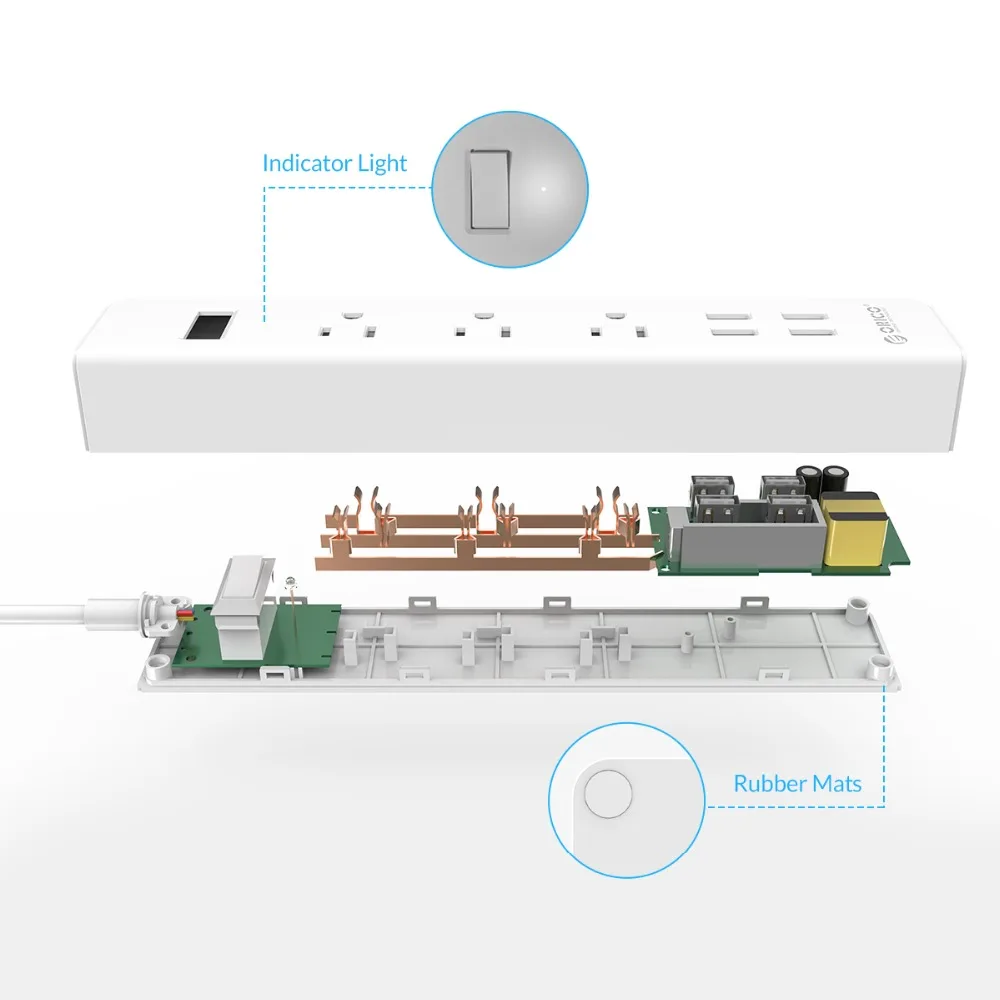 Goede ORICO Smart Home Elektronische Power Strip Socket 3 AC Outlets US Plug Met 4 Usb poorten Multifunctionele Desktop Socket