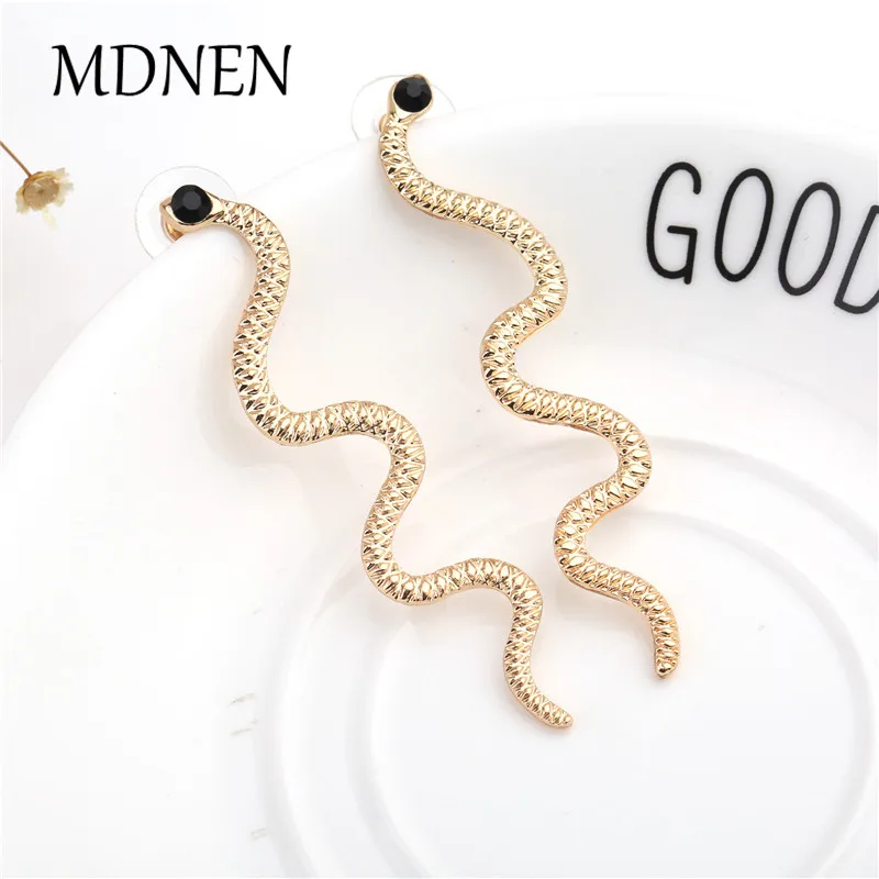 

New Stylish Stud Earrings Personality Exaggerated Gold/Silver Crystal Alloy Snake Earrings Outlets Jewelry Animal Earings
