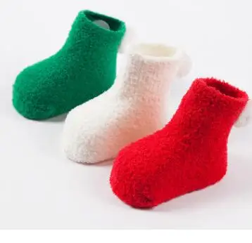 3 пары в упаковке, осенне-зимние утепленные носки для малышей однотонные детские носки из кораллового флиса - Цвет: 3