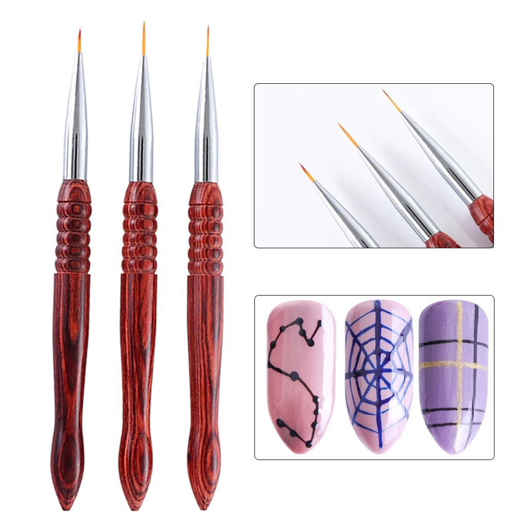 

Nail Brush Liner Painting Pen Set for UV Gel Drawing Flower Line Grid Antique Wooden Handle DIY Nail Polish Manicure Tool JI816
