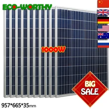 1kw 1000W 18V Polycrystalline 10pcs 100w Solar Panels for 12v Battery off Grid System Solar for Home solar panel solar System