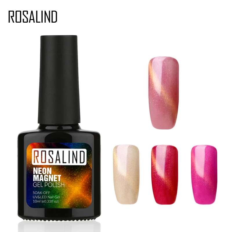 ROSALIND гель 1S 10 мл неоновый кошачий глаз Магнит лак для ногтей отмачиваемый УФ с