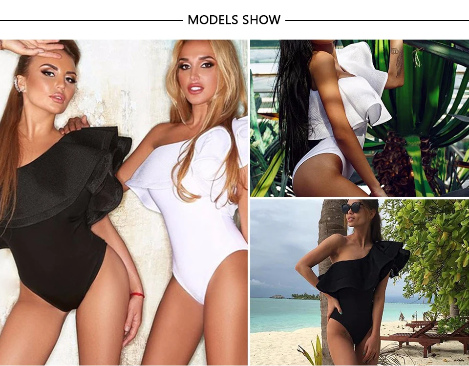 black bodysuit Gagaopt 2018 Summer Fashion Ruffle Bodysuit Women Black/White Ladies One Shoulder Elegant Sexy Bodysuit Jumpsuit Overalls corset bodysuit