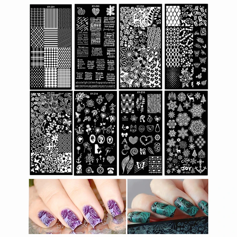 

1PCS Nail Stamping Plates 32 Designs Flower/Geometry/Dream Catcher Pattern Stamp Templates Plates for Gel Polish Stamps XYZ01-32