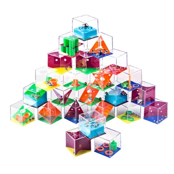 

Puzzles Toys For Kids Children Adults 24Pcs Maze Game Puzzle Boxes With Steel Ball Brain Teaser Educational Toys Gift