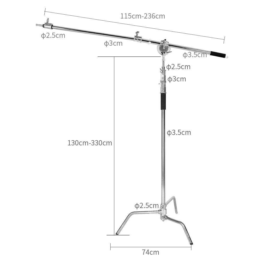 Максимальная высота 330 см металлическая Регулируемая отражательная стойка с 95-230 см держателем стрелы для фотостудии видео вспышка, моносвет