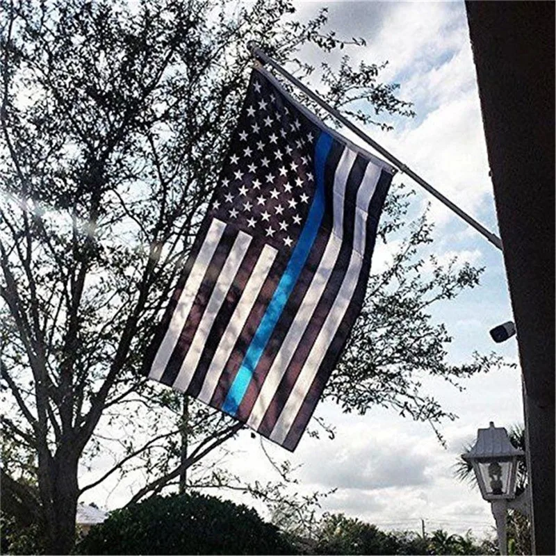US Police Thin Blue Line Stripe Flag 3'x5' Support Police & Law
