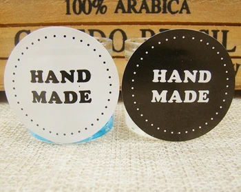 

1000PCS/lot white/black paper mixed Hand Made Seal Sticker High Quality Handmade Gift Label Sticker