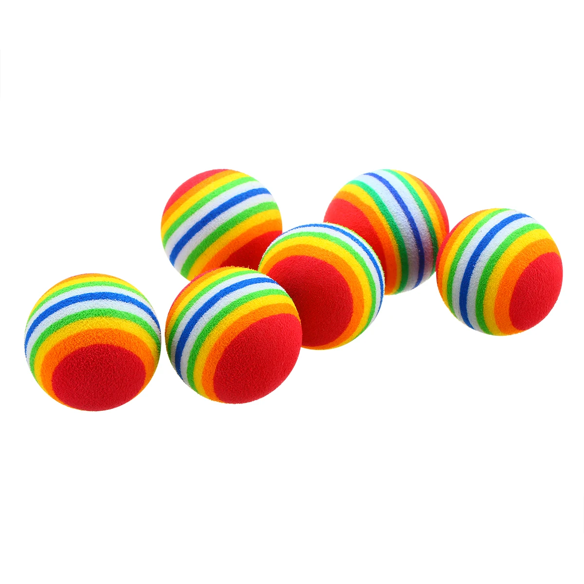 6pcs Super Soft Foam Pet Toy Balls For Cat Dog Colourful Rainbow Play Chew Chase 3.5cm Balls
