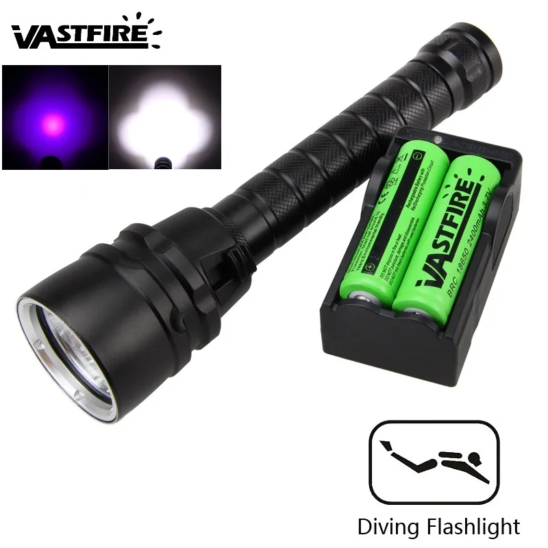 

Underwarter 100m 15000Lm XM-L T6 LED Scuba Diving Flashlight Torch lamp +2*18650 Battery+ Charger