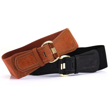 

10PCS / LOT SINGYOU Fashion Real Leather Wide Belt for Women Elastic Stretch Waistband Vintage Classic Dress Accessories Cintos