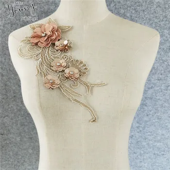 

1PCS Sequins Embroidery Collar Exquisite 3D Floral Embroidered Applique Lace Neckline Collar Garment Accessories sewing crafts