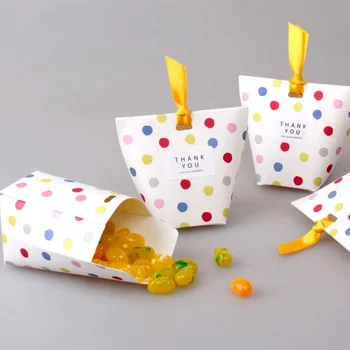 

10pcs multicolour dots Spots Paper Box Wedding Favors Gifts Decoration For Cookie Candy Cheese Cake Gift Packaging Christmas