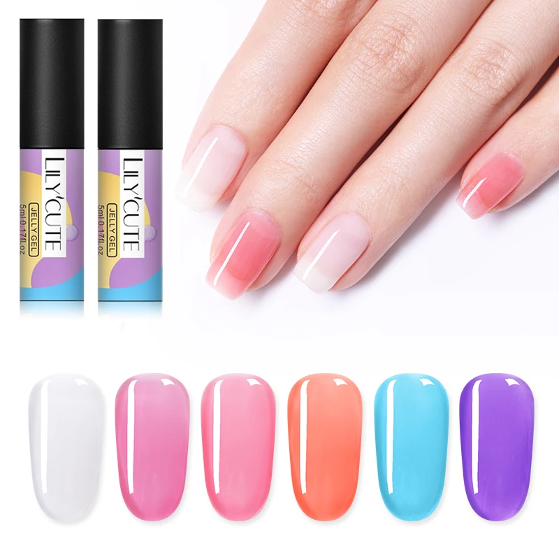 

LILYCUTE 5ml Opal Jelly Gel Polish Crystal Semi Permeable Pink White Colors Long Lasting Soak Off UV Gel Nail Art Gel Varnish