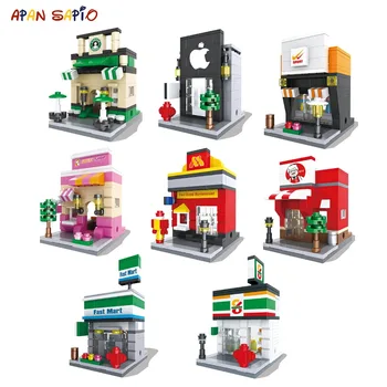 

Model Building Blocks City Mini Street Scene Cafe KFCE Shop Compatible With Brands kids Toys for Children