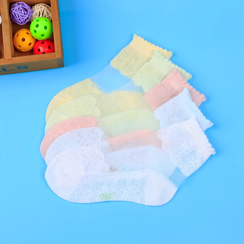 Girls Socks Mesh Style Baby Socks with Trendy Elastic Lace Flowers Summer 5 Pairs/Lot children socks
