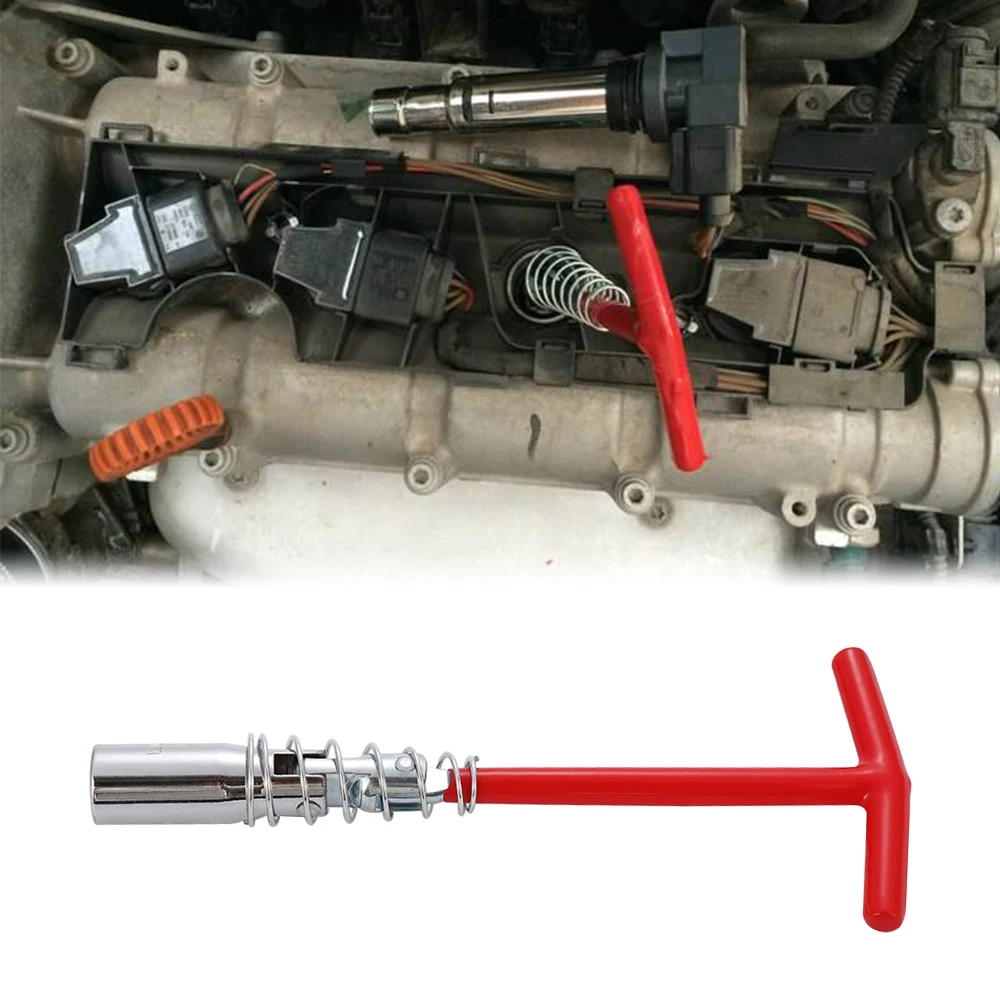 

Universal Car Spark Plug Removal Tool Spanner Socket Wrench 16mm T-Bar T-Handle Flexible Spanner Socket Wrench 4-16