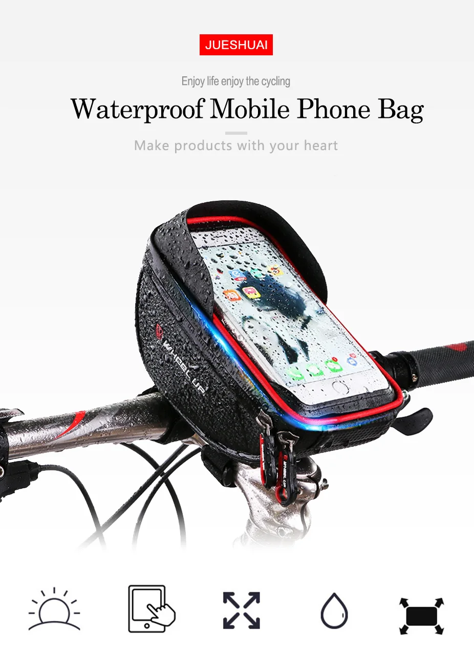 Perfect JS Rainproof Bike Bag Touch Screen Bicycle Bag TPU Large Capacity Cycling Bags Backpack Multifunction Mobile Phone Holder Basket 1