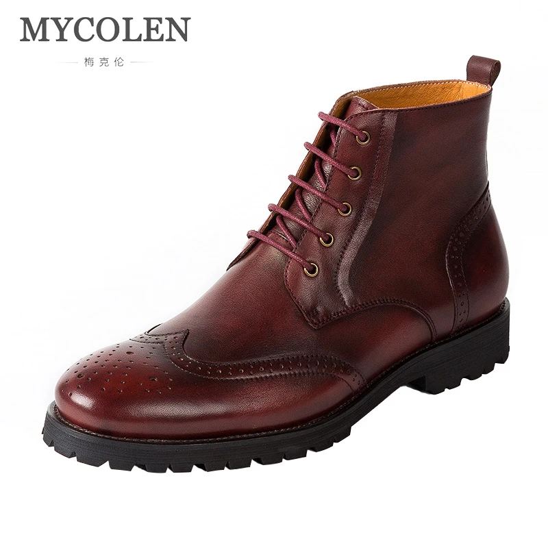 

MYCOLEN Autumn And Winter Leather Men'S European And American Shoes High-Top Leather Boots Retro Casual Fashion Boots