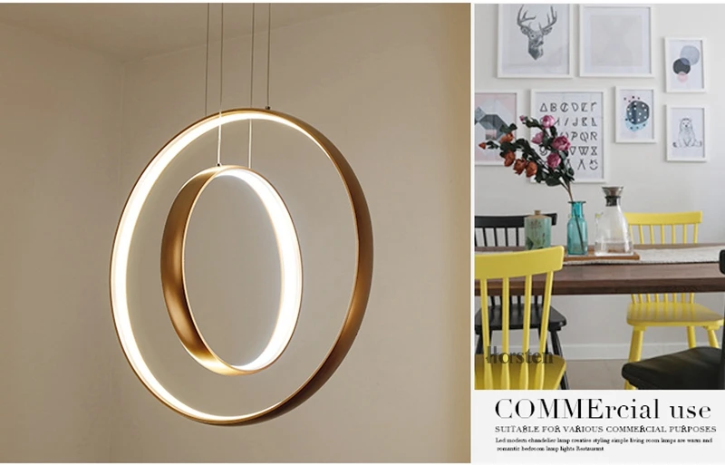 Nordic Creative LED Pendant Lights Lamp Minimalist Aluminum Double Ring LED Hanging Lighting For Dining Room Bar Cafe (2)