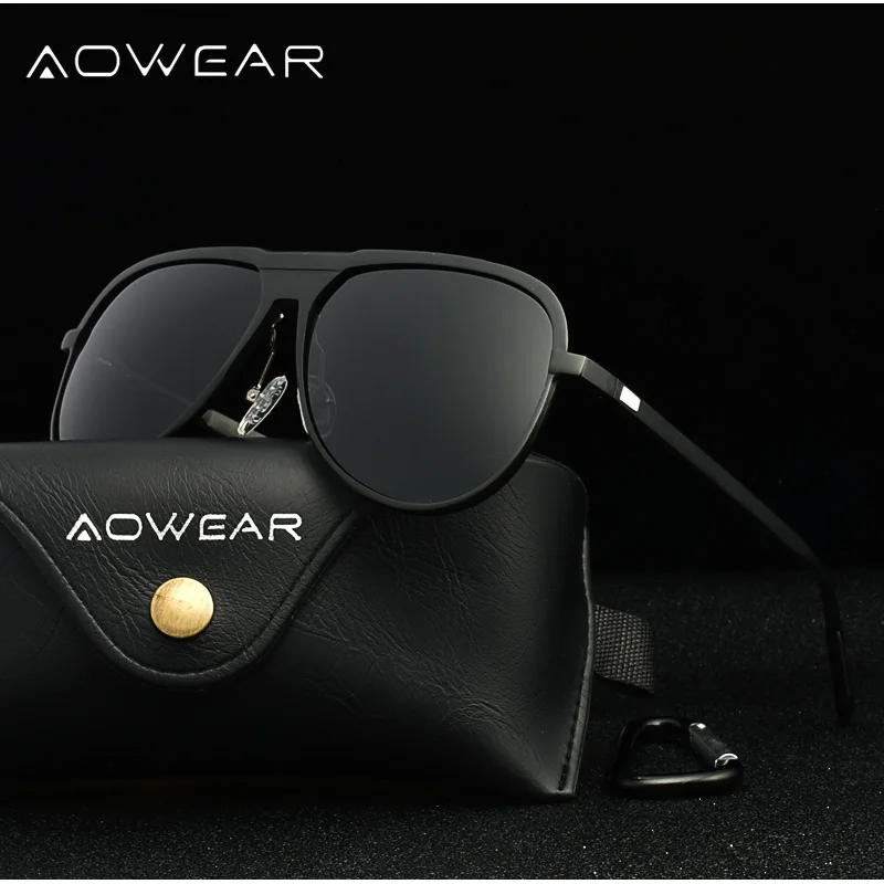 

AOWEAR Retro Sunglasses Men Polarized Aluminum Magnesium Coating Mirror Glasses Luxury Brand Designer Sun Glasses for Men M8675