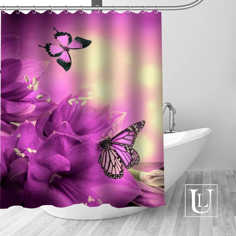 Цветы трава бабочка занавеска для душа s на заказ Водонепроницаемая занавеска для ванной комнаты ткань полиэстер занавеска для душа Высокое качество - Цвет: 8