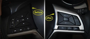 

Yimaautotrims Matte / Carbon Fiber Look Fit For Nissan Qashqai J11 2017 - 2020 Car Steering Wheel Button Frame Cover Trim