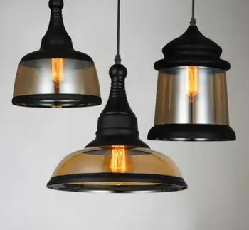 

Vintage Loft Globe Pendant Lights Wrought Iron Glass Shade Kitchen Light Dinning Hanging Lamps Bar pendente Luminaire Fixture M