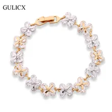 GULICX модный бренд дизайн кристалл CZ Циркон ручной цепи браслеты для женщин желтое золото цвет цветок браслет ювелирные изделия L134