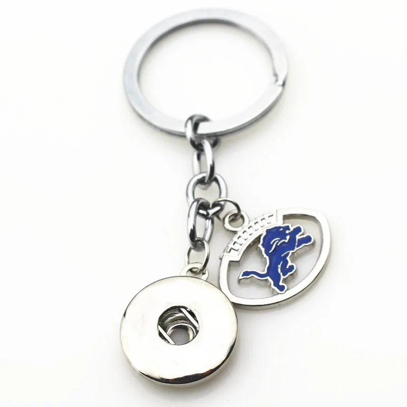 6pcs/lot Wholesale Lions Snap Keychains Keyring USA snap buttons Football Sport key chains diy