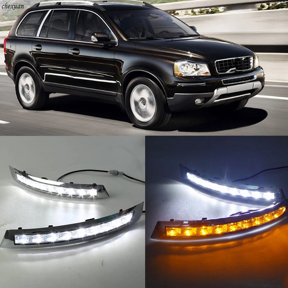 

CSCSNL 2PCS For Volvo XC90 2007 2008 2009 2010 2011 2012 2013 with Turnning Yellow Signal DRL Daytime Running Light Daylight