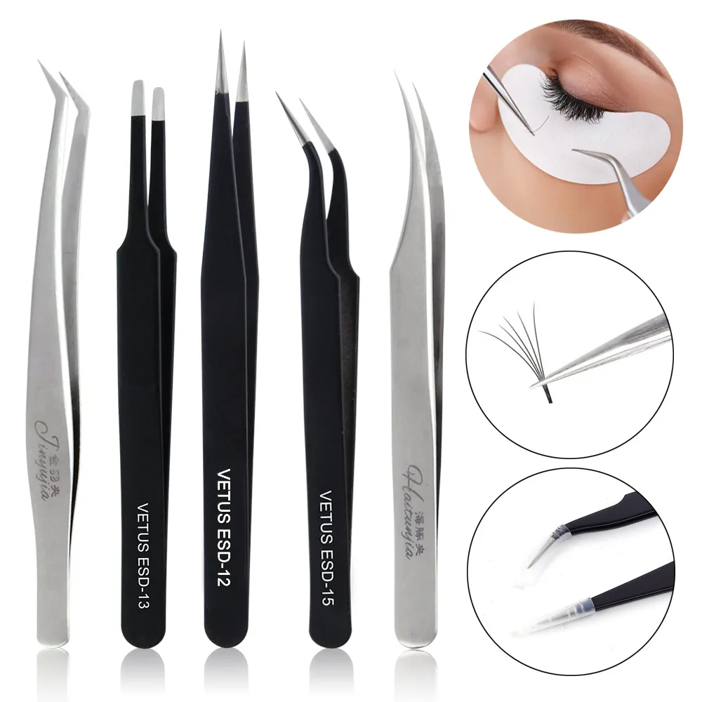 

VETUS Stainless Steel Eyebrow Tweezer False Eyelash Extension Tweezers Auxiliary Repair Hyperfine Lashes Tools Make Up Tweezers
