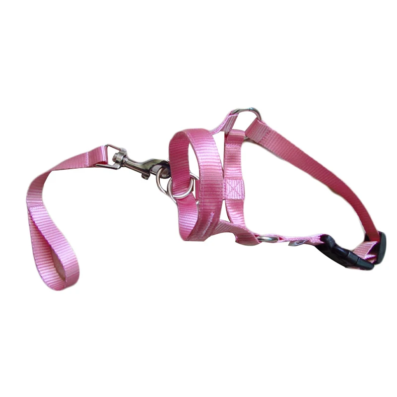 Открытый Удобный прочный безопасный фитнес нейлоновая головка Холтер намордник Регулируемый ошейник для питомцев стоп собака Тяговая тренировка нос Reigns - Цвет: Розовый