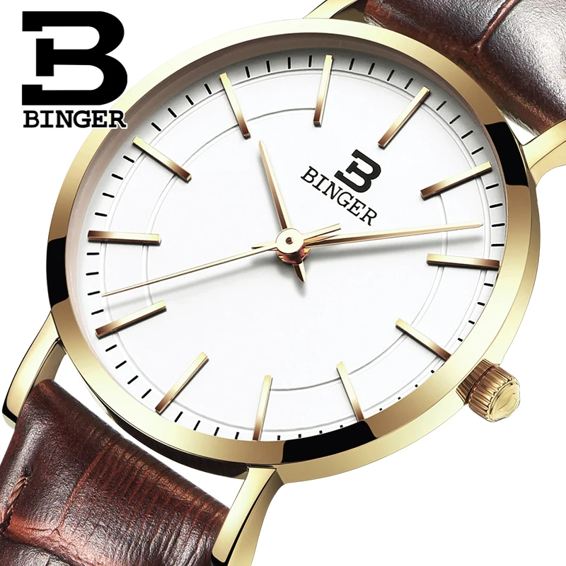 Switzerland BINGER women watches luxury brand ultrathin limited edition Waterproof lovers s quartz Wristwatches B 3050W