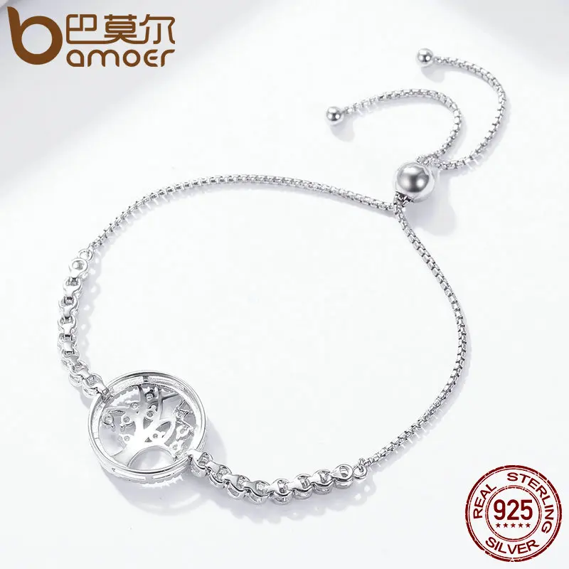 Koop Bamoer Hot Koop 100% 925 Sterling Zilveren Boom Van Het Leven Tennis Armband Vrouwen Verstelbare Link Chain Armband Zilveren Sieraden SCB035
